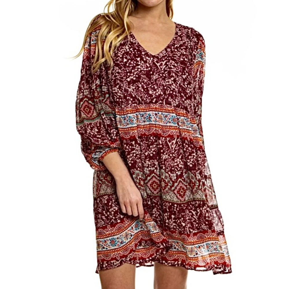 Tolani Brinley Dress in Wine Print